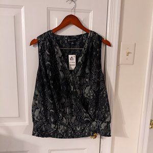 INC Women's Surplice Smocked-Hem Top, Painted Desert, XL